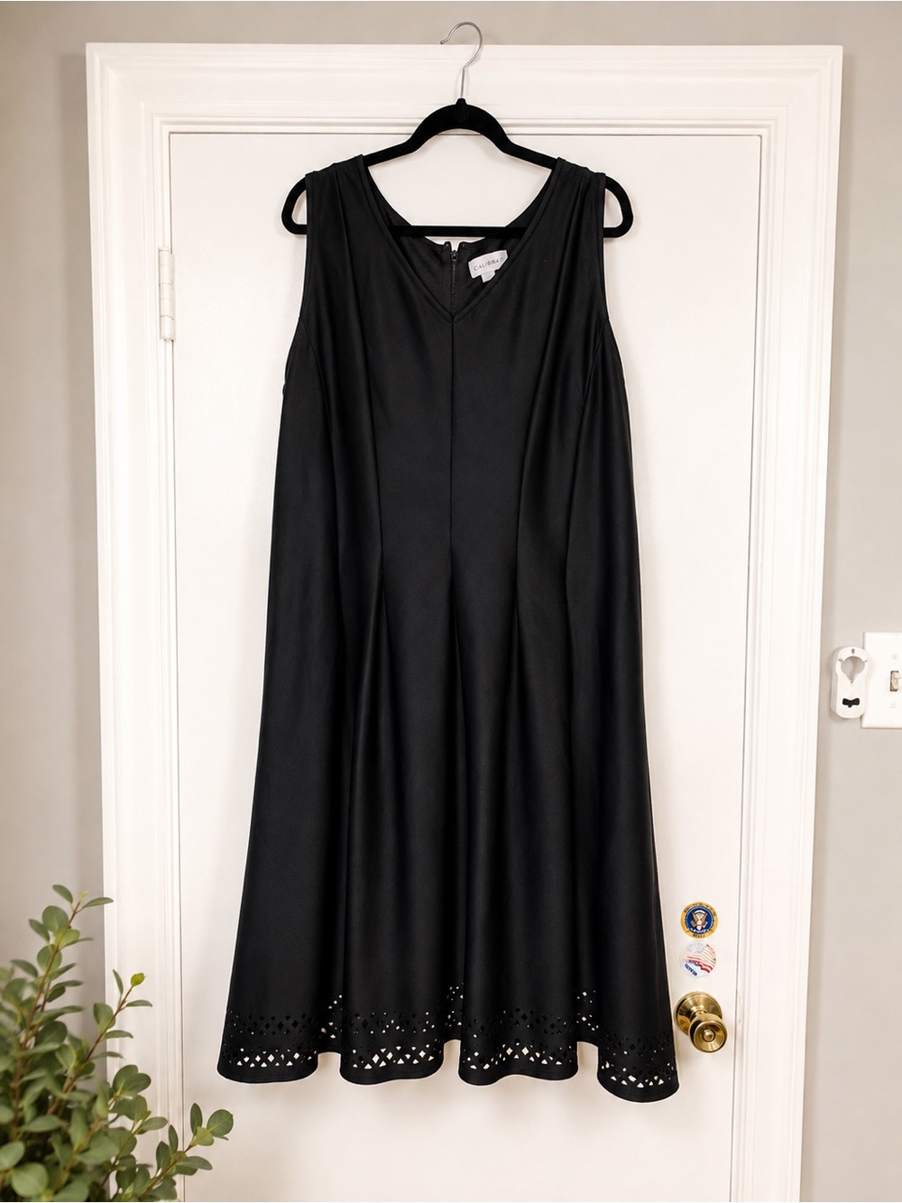 NWOT- Catherines Black Sleeveless Maxi Dress with Eyelet Hem